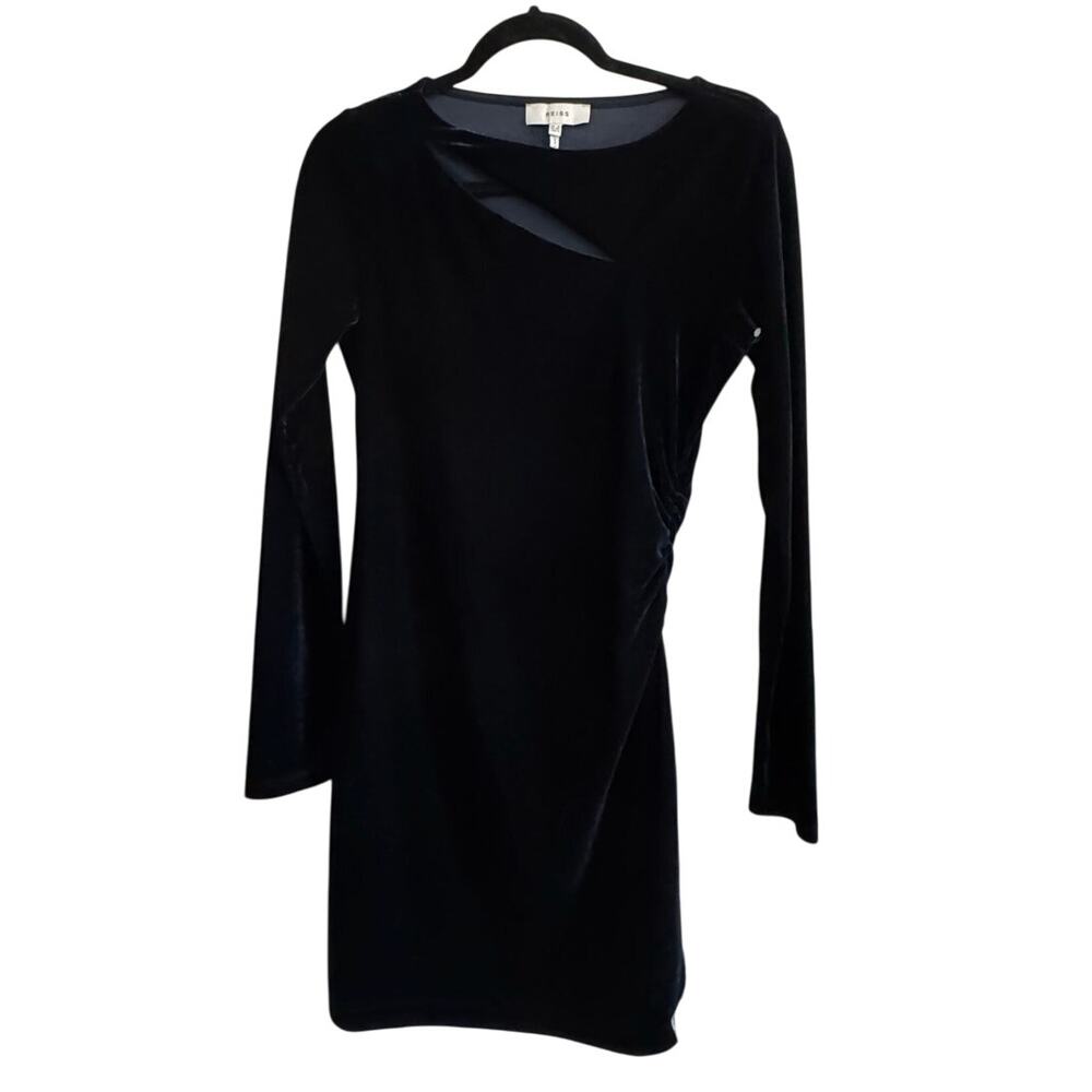 REISS $240 Midnight Blue Velvet Long Sleeve Cut Out Mini Dress Size 4 - Picture 6 of 11